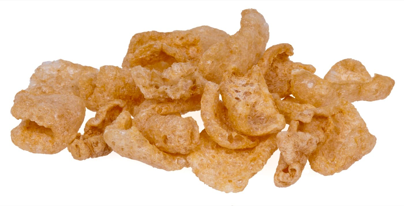 Crispy golden chicharrones — 100% pork rinds